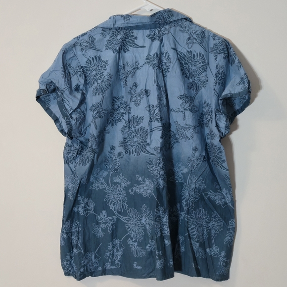 Denver Hayes XL Blouse Button Up Hawaiian Style Blue Ombre Floral  Resort Travel - Picture 12 of 14